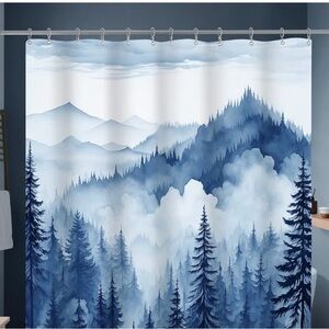 Serene Blue Mountain Shower Curtain